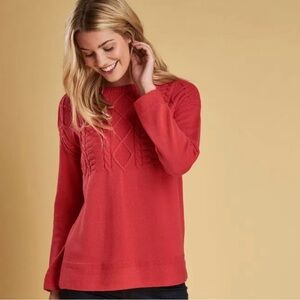 Barbour Weymouth Knit Sweater Cable White 100% Cotton Womens Sz 6